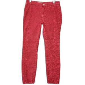 Anthropologie Pilcro Red Pants Stretch Skinny Preppy Euro Floral Womens Size 30